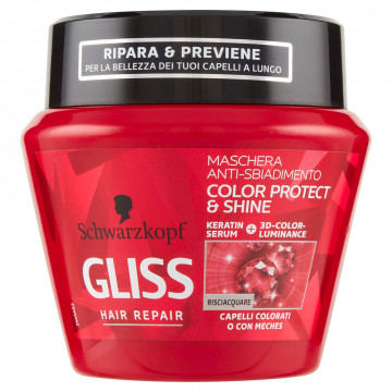 Testanera Gliss Hair Repair Maschera Anti-Sbiadimento Color Protect & Shine,  300 Ml