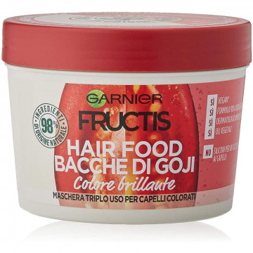 Garnier Fructis Hair Food Bacche di Goji Maschera Nutriente 3 in 1 con Formula Vegana per Capelli Colorati, 390 Ml