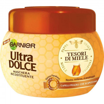 Garnier Ultra Dolce Maschera Tesori di Miele, Formula per Capelli Fragili, che si Spezzano,  300 Ml