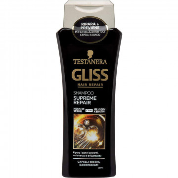 Testanera Gliss Shampoo Supreme Repair, per capelli secchi e danneggiati, 250 Ml