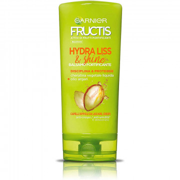 Garnier Balsamo Fructis Hydra Liss & Shine Balsamo per Capelli Difficili da Lisciare Secchi o Crespi,  200 Ml