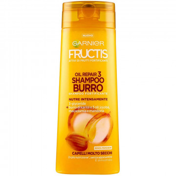 Garnier Shampoo Fructis Oil Repair 3 Burro, Shampoo Burro per Capelli Molto Secchi,  250 Ml