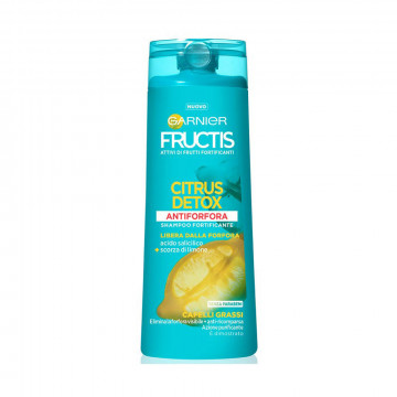 Garnier Shampoo Fructis Antiforfora Citrus Detox, Antiforfora e Antibatterico, 250 Ml