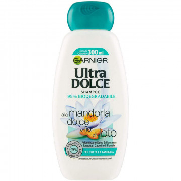 Garnier Ultra Dolce Shampoo Mandorla, Fior di Loto, 300Ml