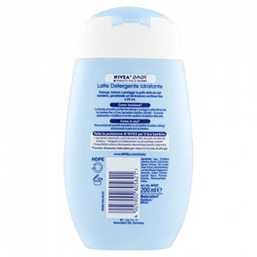 Nivea baby latte detergente idratante deterge e idrata per una pelle morbida e sana, 200 Ml