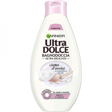 Garnier Ultra Dolce, Bagnodoccia idratante e lenitivo, Mandorla Dolce e Crema d'Avena, 500 Ml