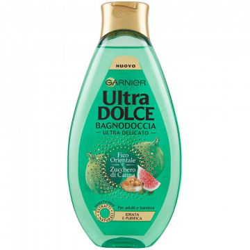 Garnier Ultra Dolce Bagnodoccia Fico e Zucchero di Canna Bagnoschiuma Purificante, 500 Ml