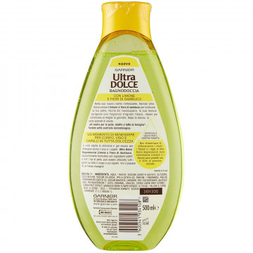 Garnier Ultra Dolce Limone e Fiore di Sambuco Bagnodoccia Tonificante Pelle Fresca e Morbida, 500 Ml