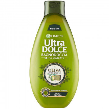 Garnier Ultra Dolce Oliva e Sapone Nero Bagnodoccia Nutriente Pelle Rigenerata e Morbida, 500 Ml