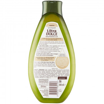 Garnier Ultra Dolce Oliva e Sapone Nero Bagnodoccia Nutriente Pelle Rigenerata e Morbida, 500 Ml