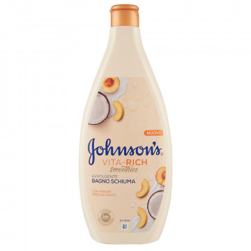 Johnson's Vita-Rich smoothies Bagno Schiuma Avvolgente con Yogurt Pesca e Cocco, 750 Ml