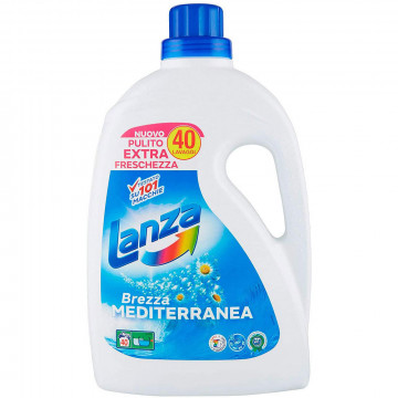 Lanza Detersivo Lavatrice Liquido 40 Lavaggi Brezza Mediterranea, 2000 Ml