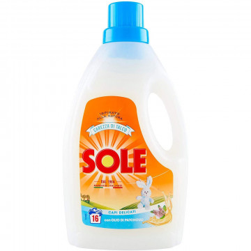 Sole Detersivo per Bucato in Lavatrice e a Mano Carezza Di Talco con Balsamo Ammorbidente Lana e Delicati, 1000 Ml