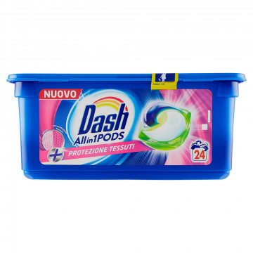 Dash PODS Allin1 Detersivo Lavatrice in Capsule Protezione Tessuti, 24ct x 25.2g