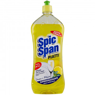 Spic & Span Detersivo Supersgrassante Piatti Lemon e Menta, 1000 Ml