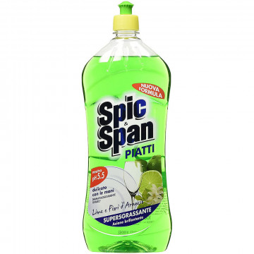Spic & Span Detersivo Supersgrassante Piatti Lime e Fiori d'Arancio, 1000 Ml