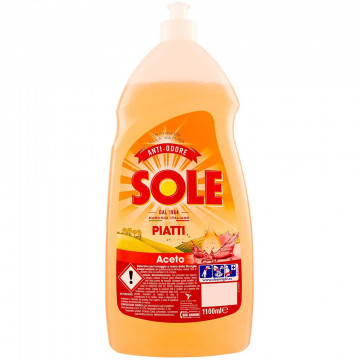 Sole Detersivo Piatti Azione Anti Odore Supersgrassante con Aceto, 1100 Ml