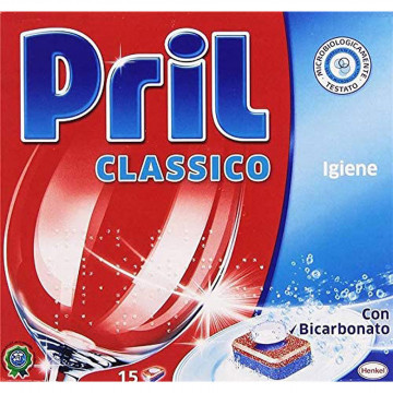 Pril Classico Tabs Detergente Disincrostante Lavatrice con Bicarbonato, 15 Tabs