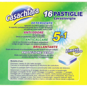 Casachiara - Pastiglie per lavastoviglie 5 in 1, 16 x 15 Gr