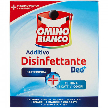 Omino Bianco Additivo Disinfettante Polvere Battericida e Virucida per bucato, 450 Gr